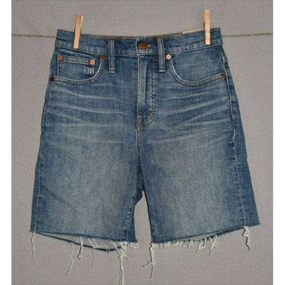 MADEWELL NEW High Rise Mid Length Denim Shorts Gosford Wash Size 24 - Picture 3 of 5